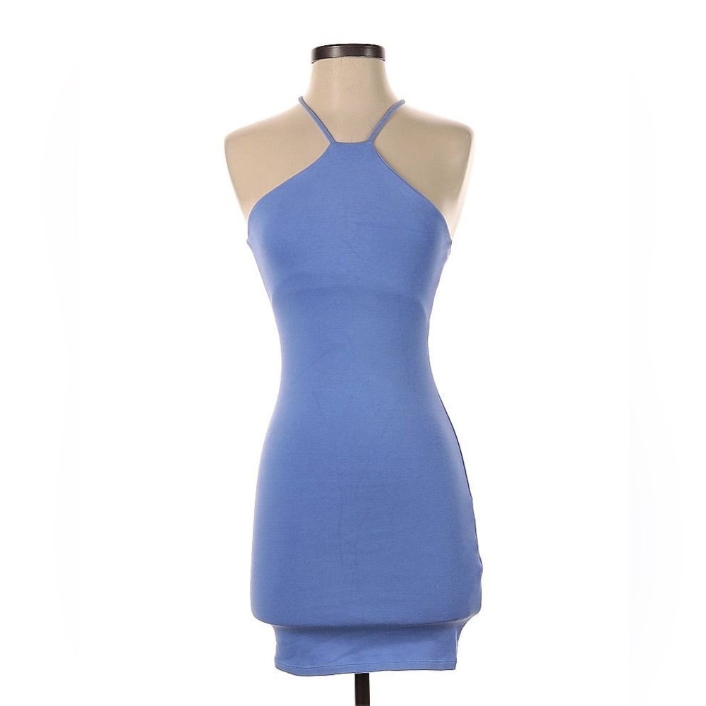 Zara Razer back blue solid dress